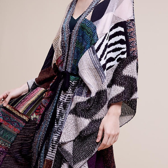 NWT Caroline Patchwork Poncho By Cecilia Prado for Anthropologie - autumn shawl - Picture 5 of 8